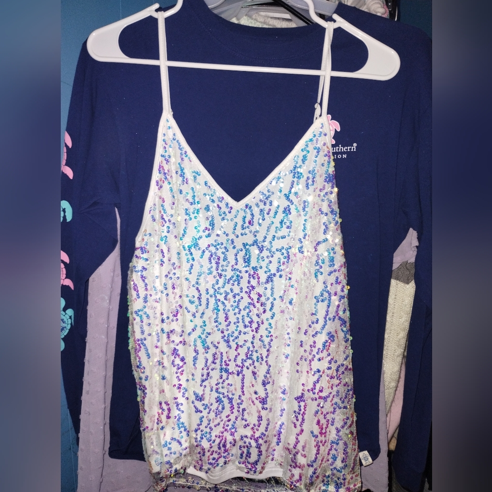 Moonlight Sequin Cami Top XL NWOT